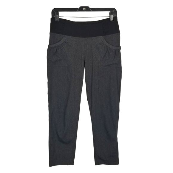 Prana Women's Summit Yoga Pants Gray Black Capri Activewear Pockets Size Medium - Picture 1 of 6